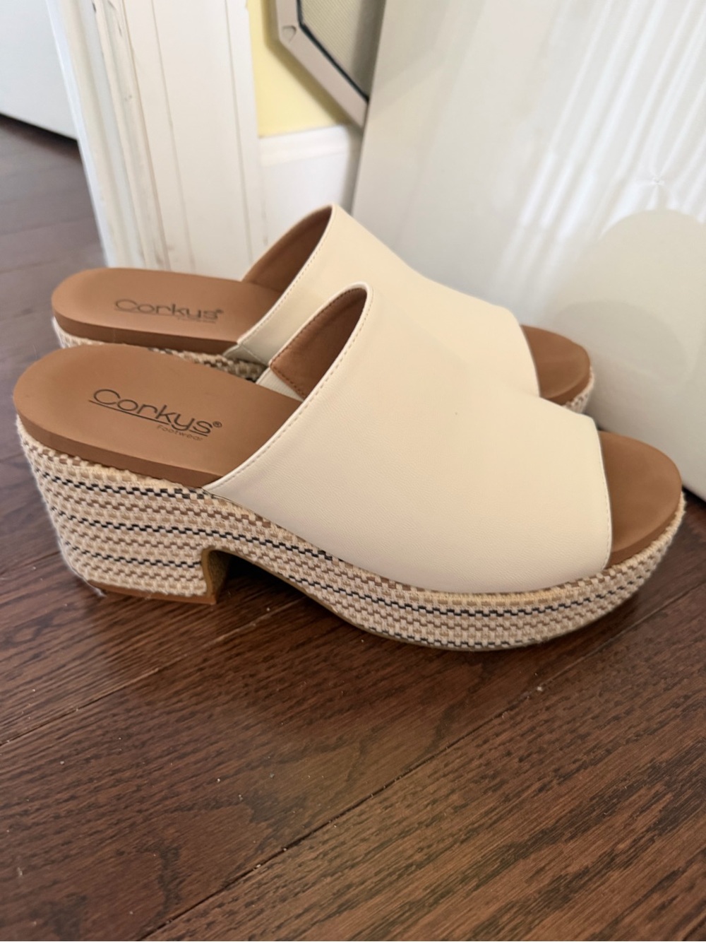 Corkys Ivory Platform Slide Mules